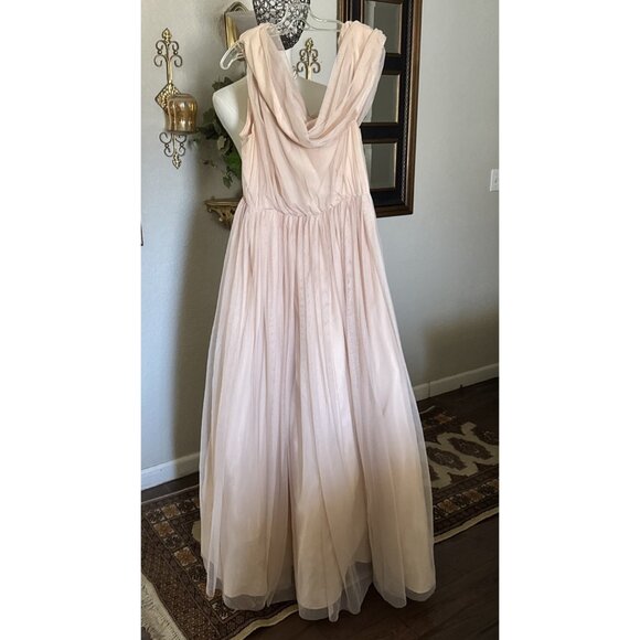 Pink Formal Dress Long Off The Shoulders Ballgown Flowy Tulle Women’s Size 12 - Picture 14 of 14